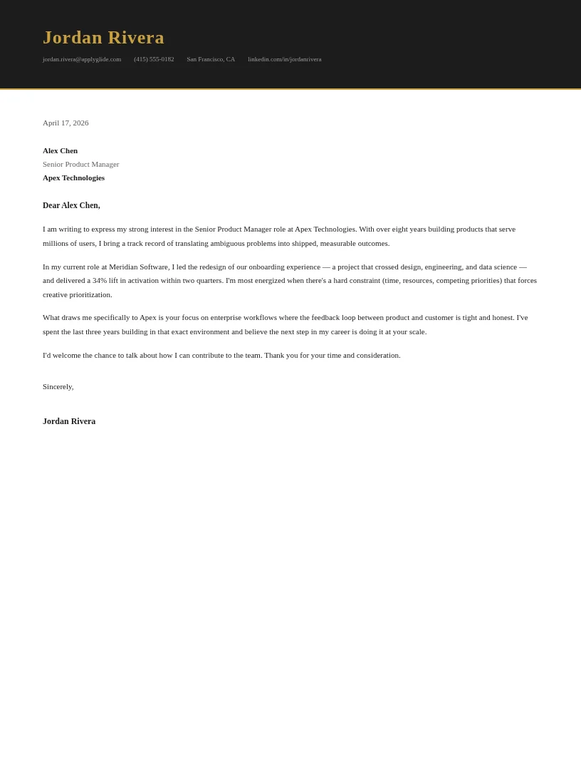Digital Transformation Consultant cover letter — Aurum Letter