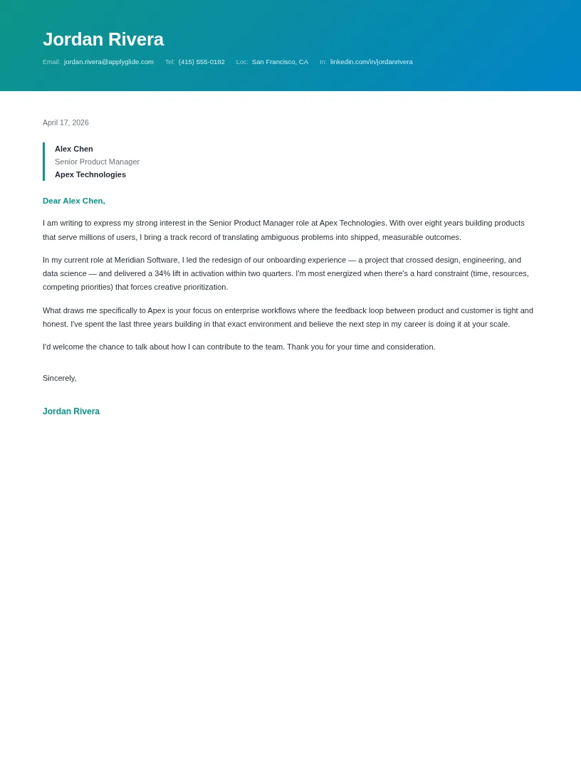 Catalyst Letter cover letter for Digital Transformation Consultant