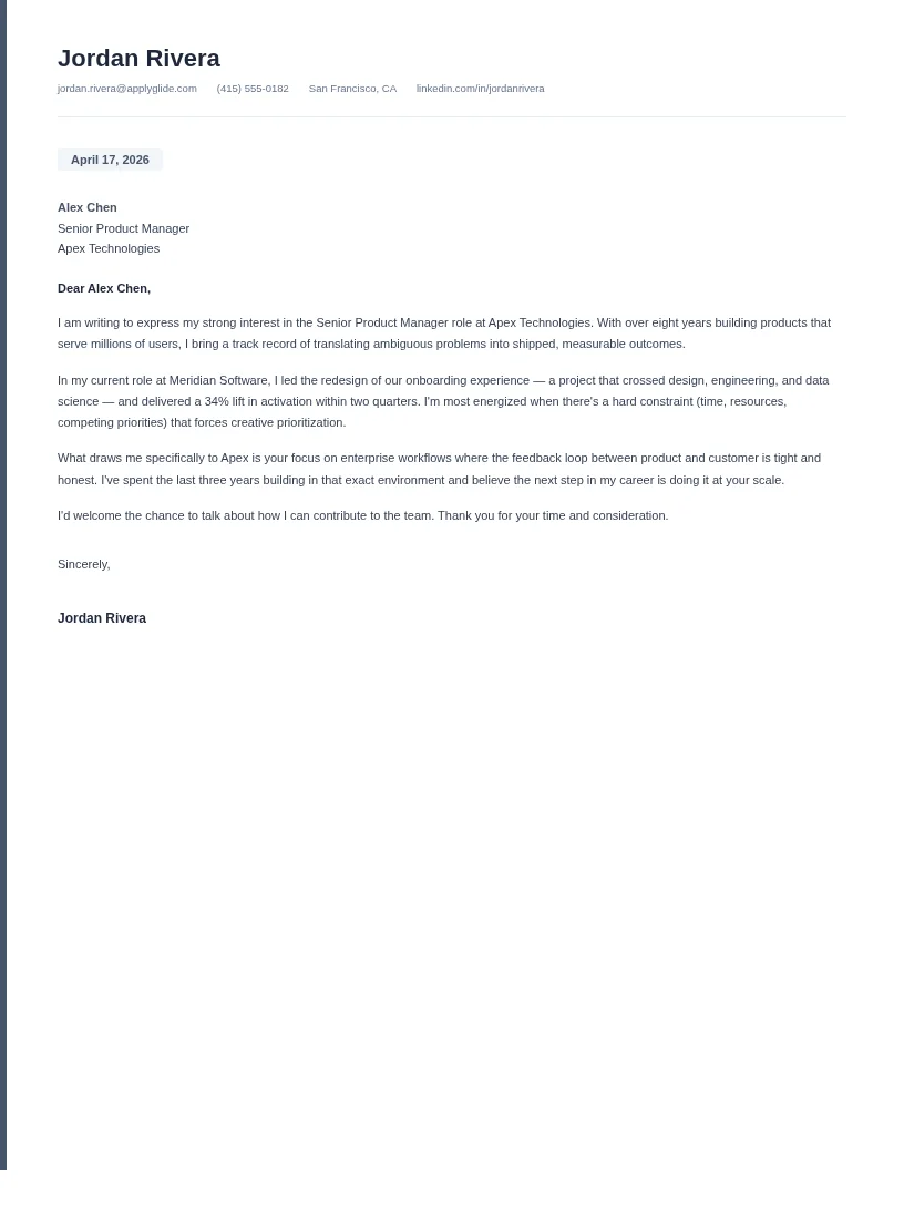 Chronos Letter cover letter for Digital Transformation Consultant