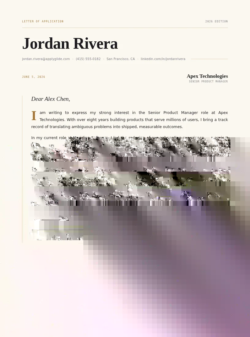 Internist cover / personal letter example using Couture template