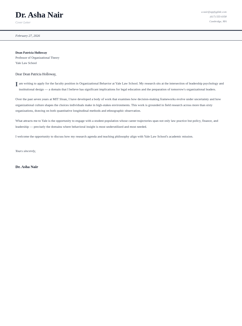 Folio Letter cover letter for Database Administrator