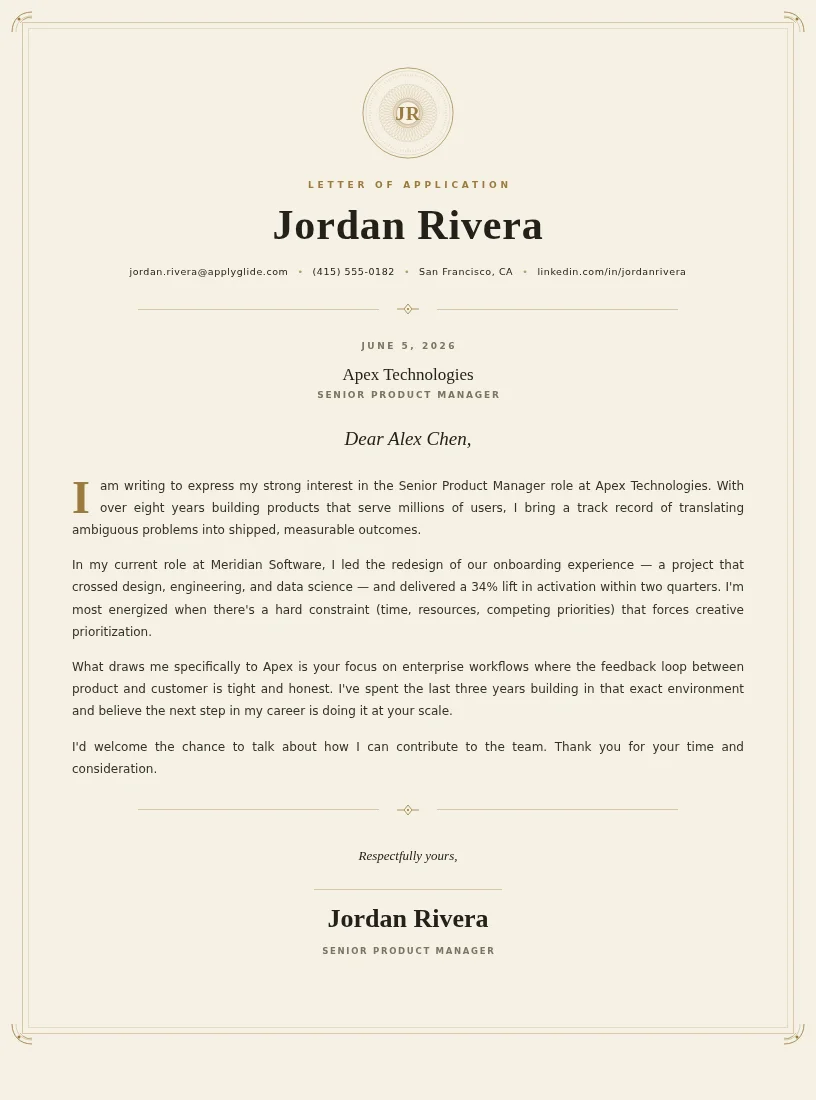 Heritage cover / personal letter for Illustrator