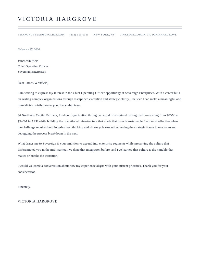 Kensington cover letter