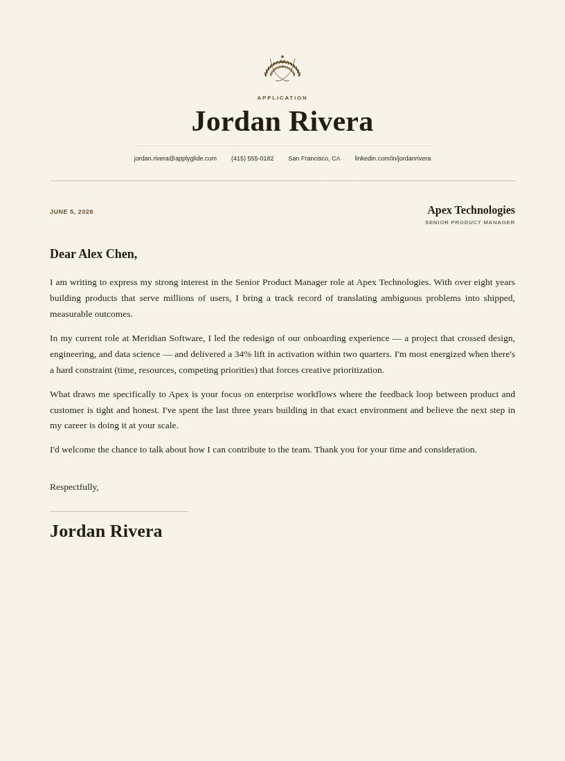 Data Entry Specialist cover / personal letter example using Laurel template