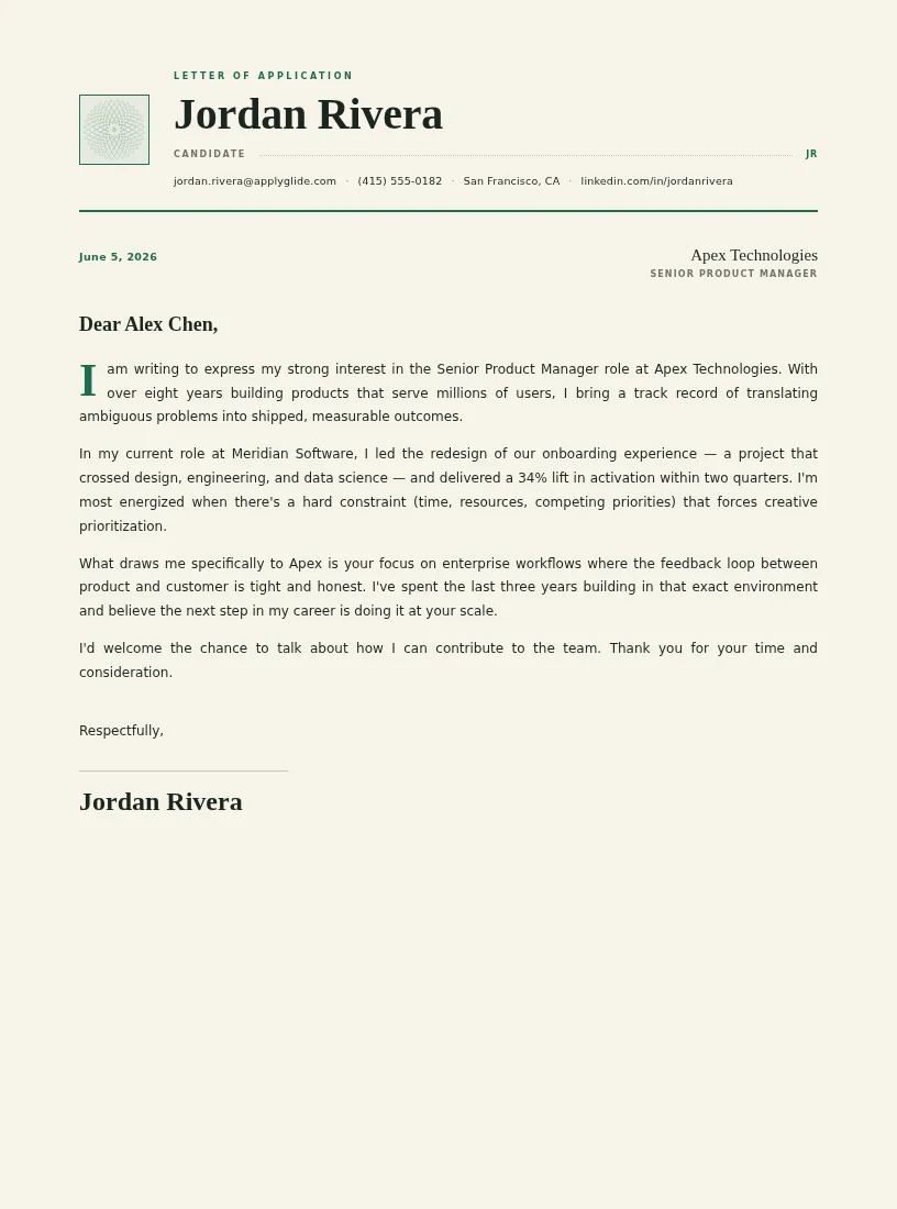 Ledger cover / personal letter for Project Coordinator