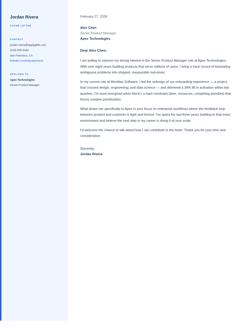 Meridian cover letter