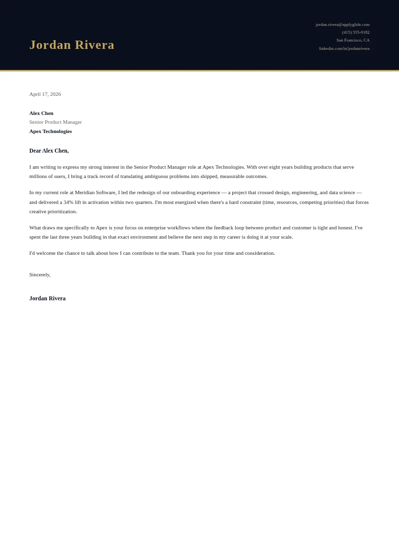 Monarch Letter cover letter for Partnership Sales Manager