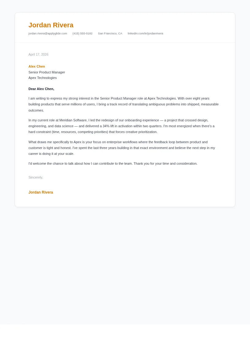 Mosaic Letter cover letter for In House Counsel