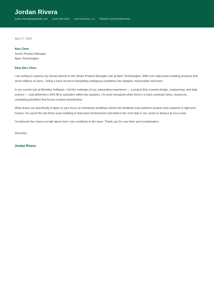 Pivot Letter cover letter for Influencer Marketing Manager