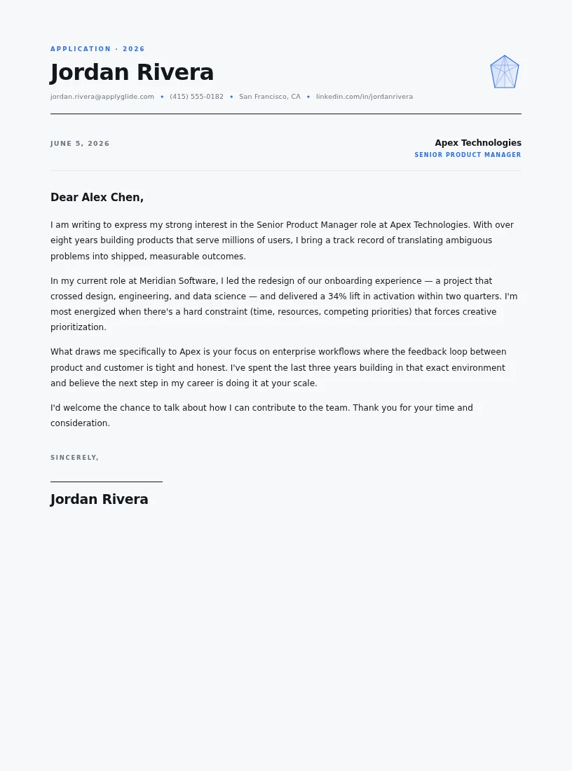 Quartz cover / personal letter for Data Entry Specialist