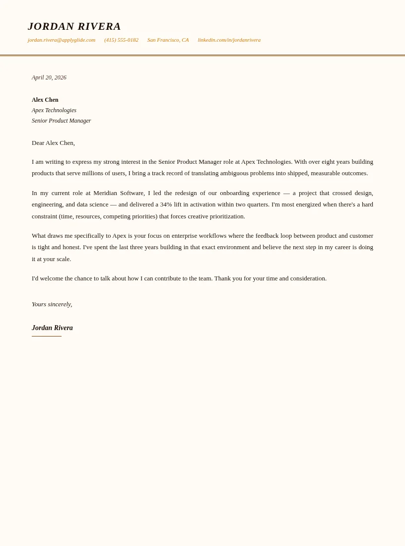 Quill cover letter