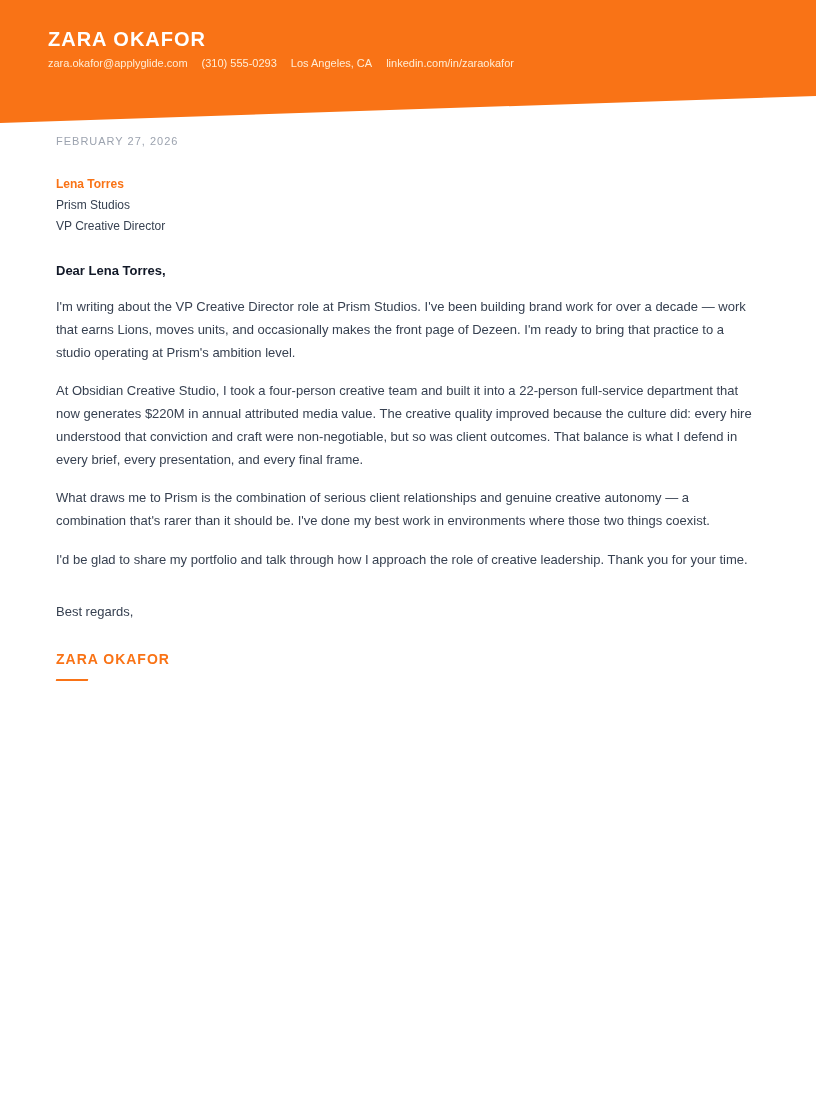 Reflex cover letter