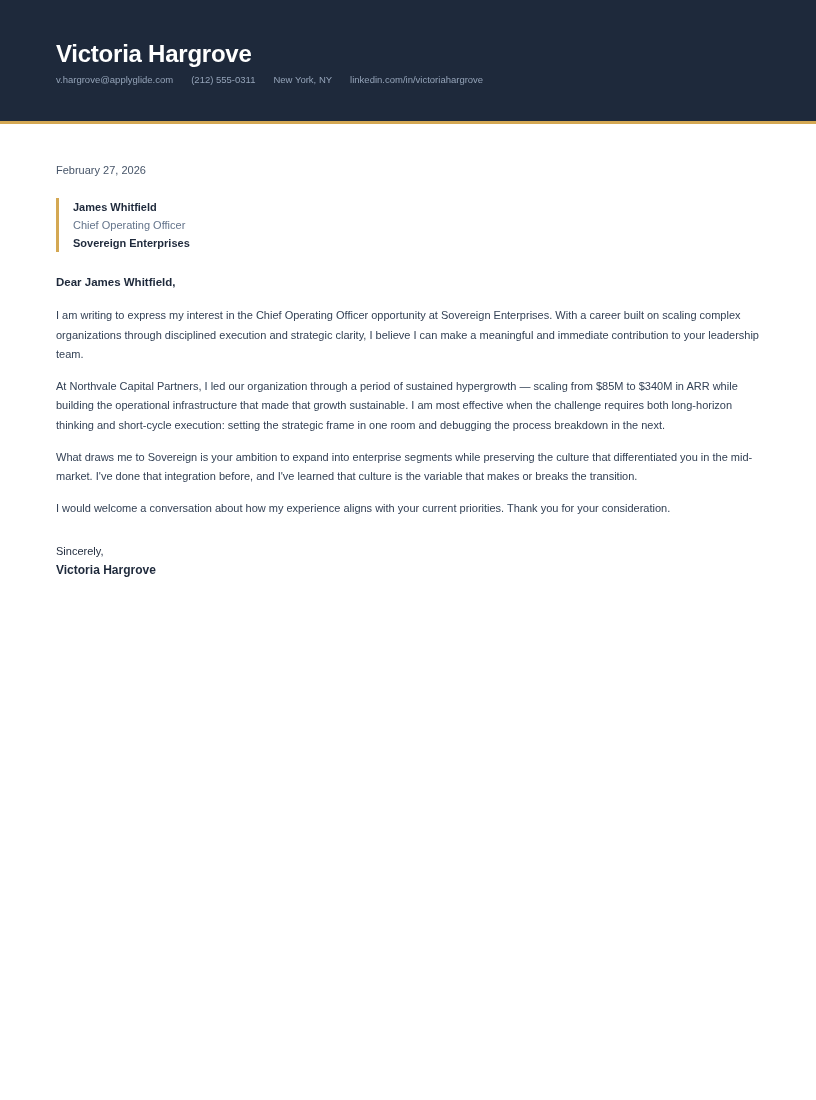 Sovereign cover letter