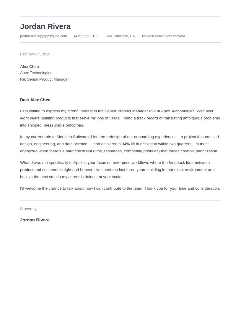Unity cover letter
