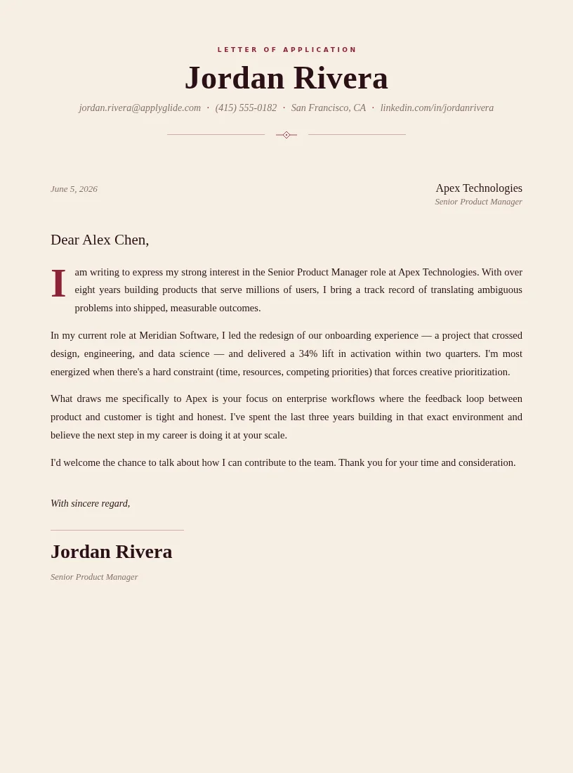 Velvet cover / personal letter for Project Coordinator
