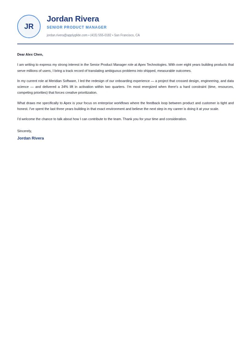 Vesper Letter resume template preview