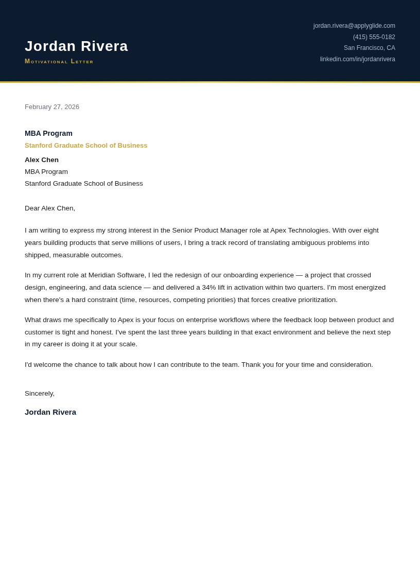 ESG Analyst motivational letter example