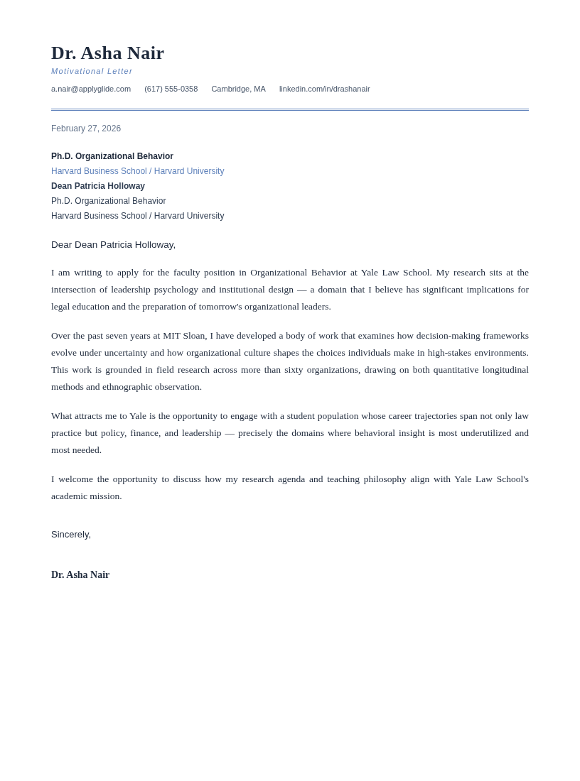 Cambridge motivational letter