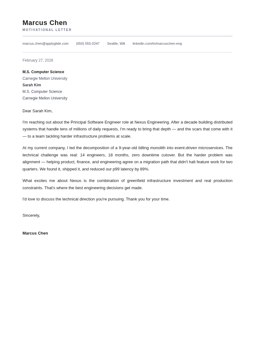 Carbon motivational letter