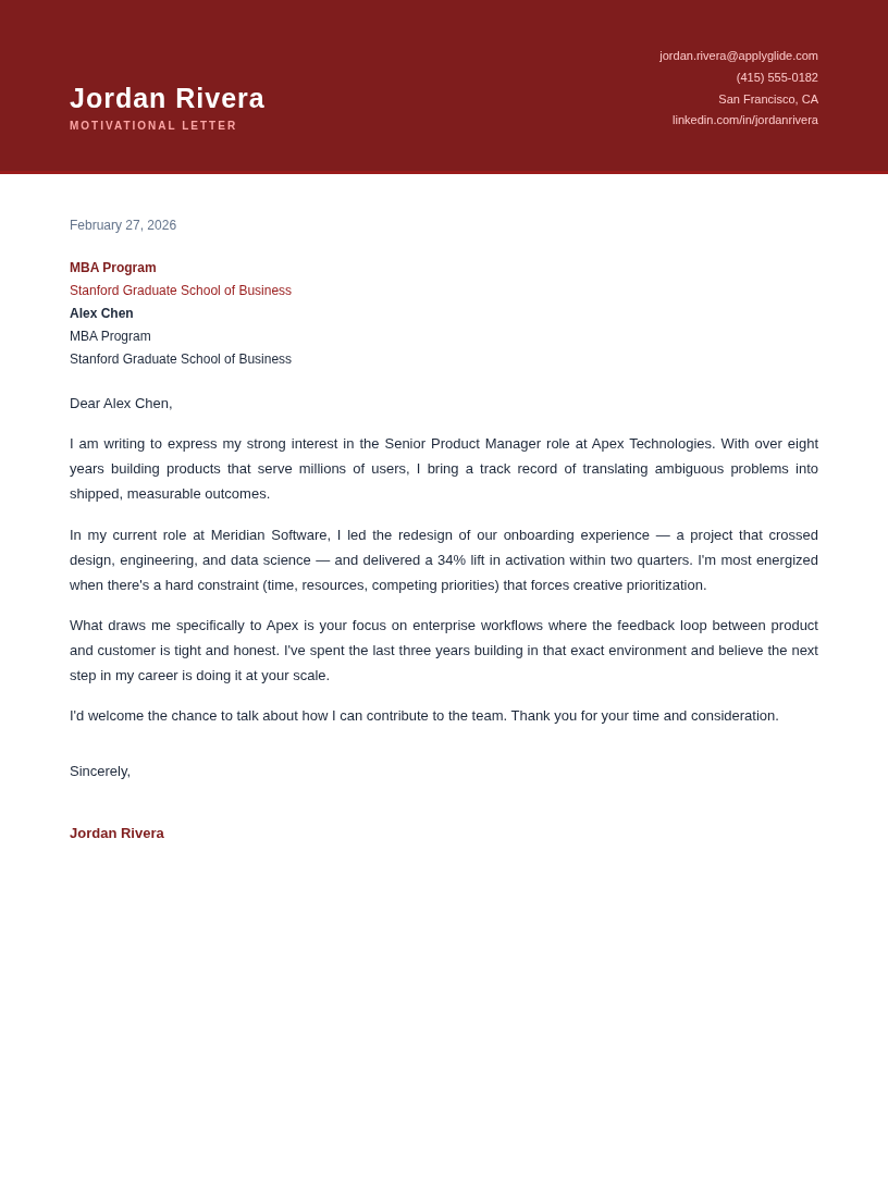 Edinburgh motivational letter