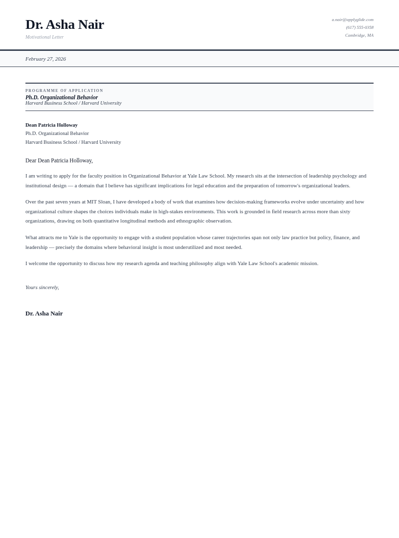 Folio motivational letter