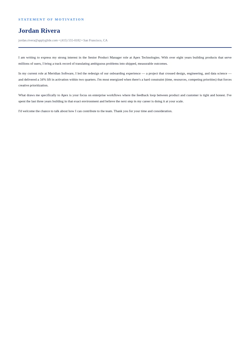 Garrison Motivation motivational letter for Partnership Sales Manager