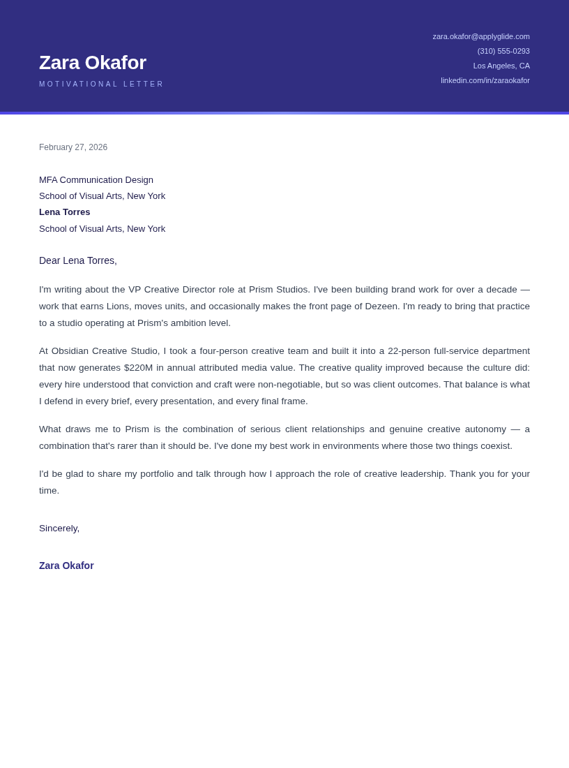 Indigo motivational letter