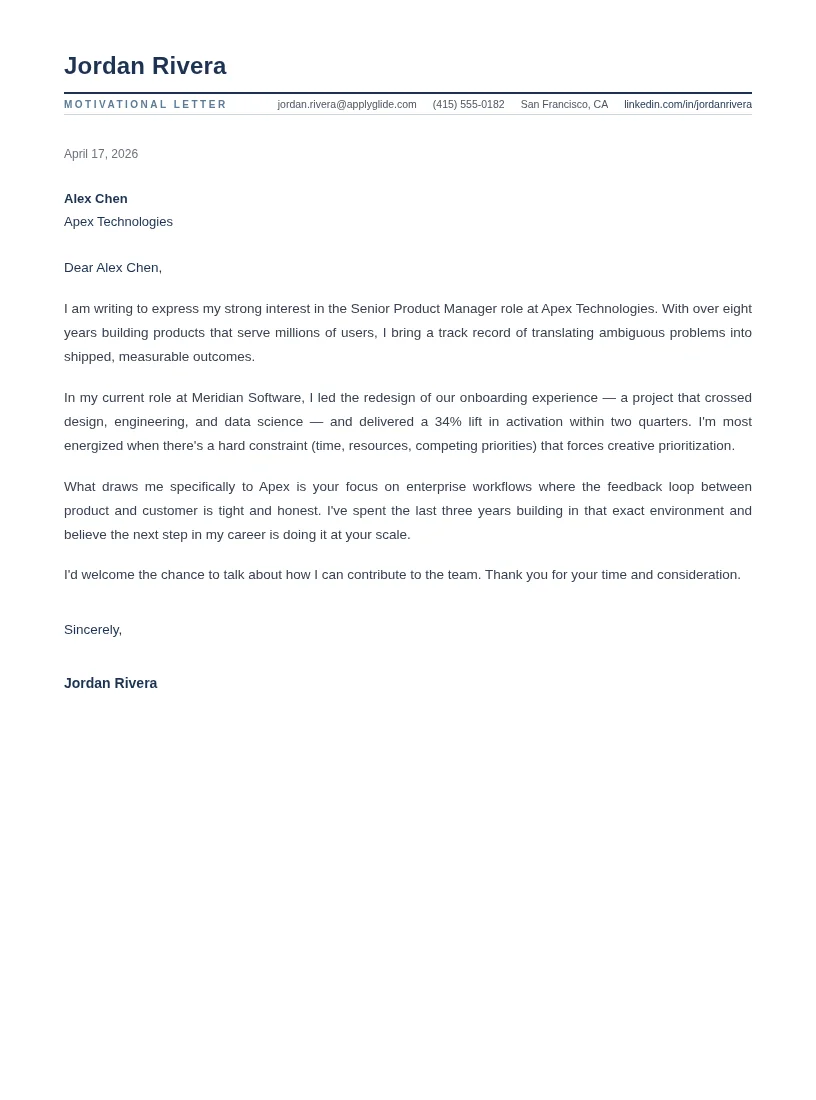 Irving Motivation motivational letter for Food Beverage Manager