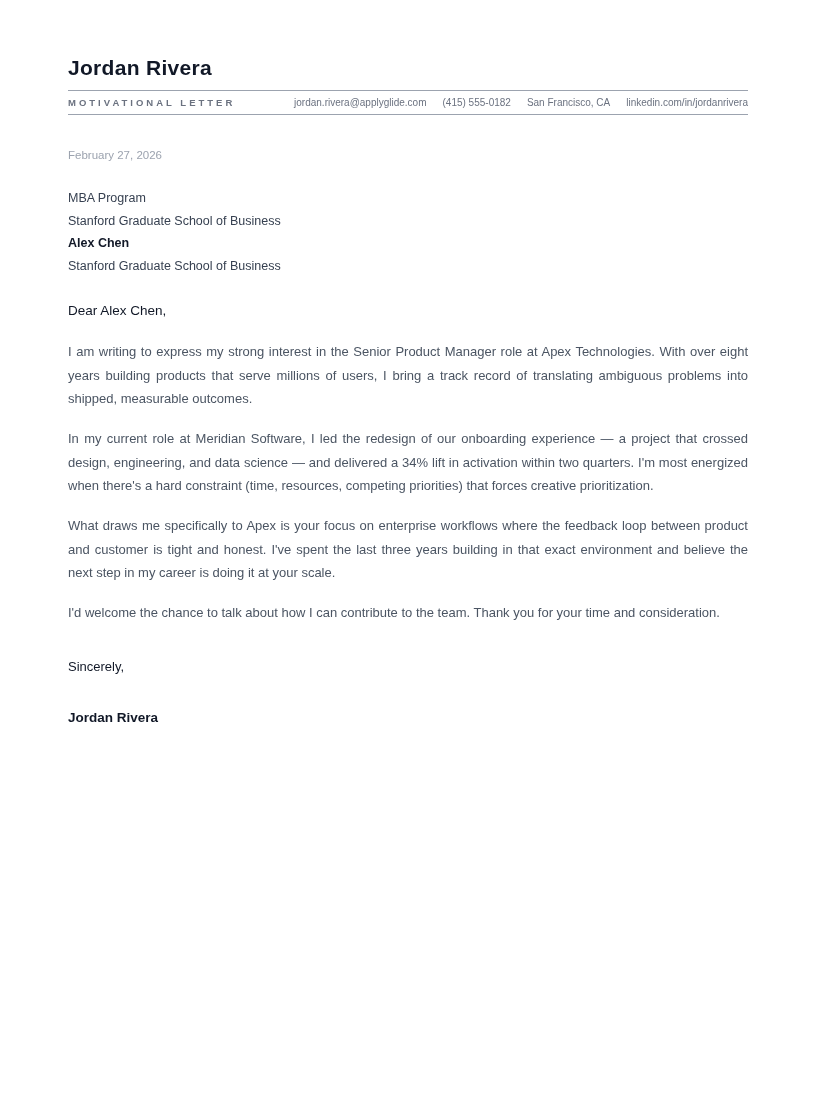 Isle motivational letter