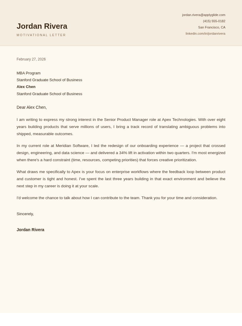 Ivory motivational letter