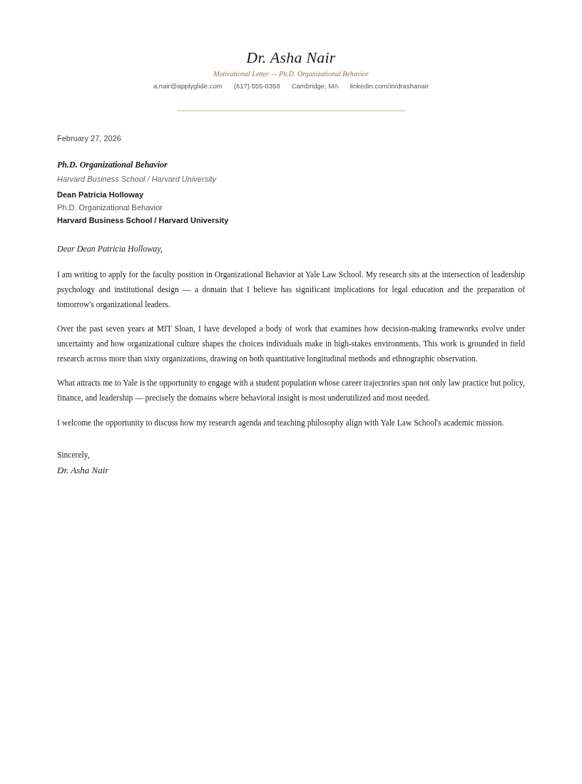 Luminary motivational letter