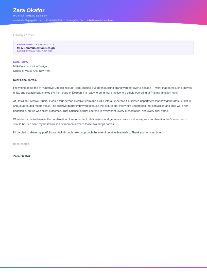 Luminos motivational letter