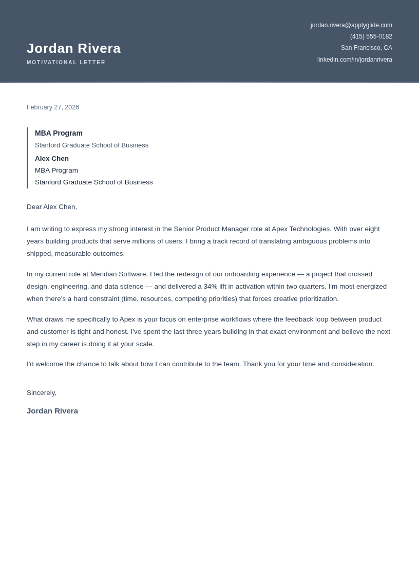 Maven motivational letter