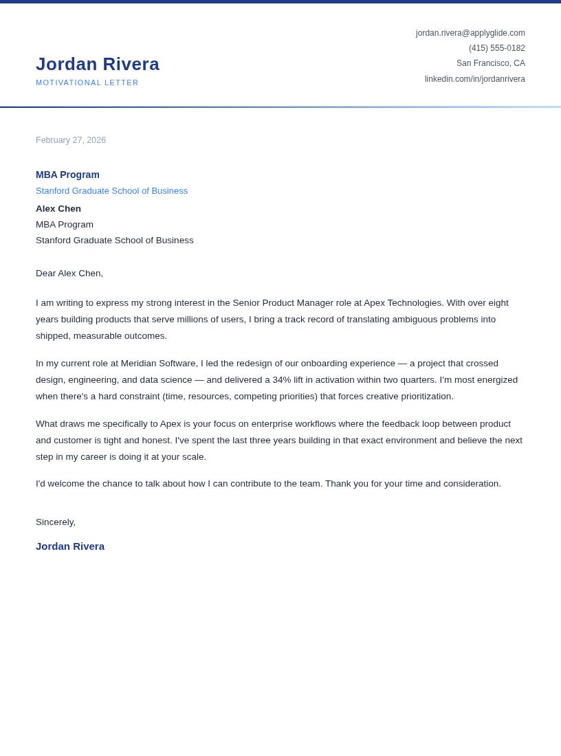 Newport motivational letter