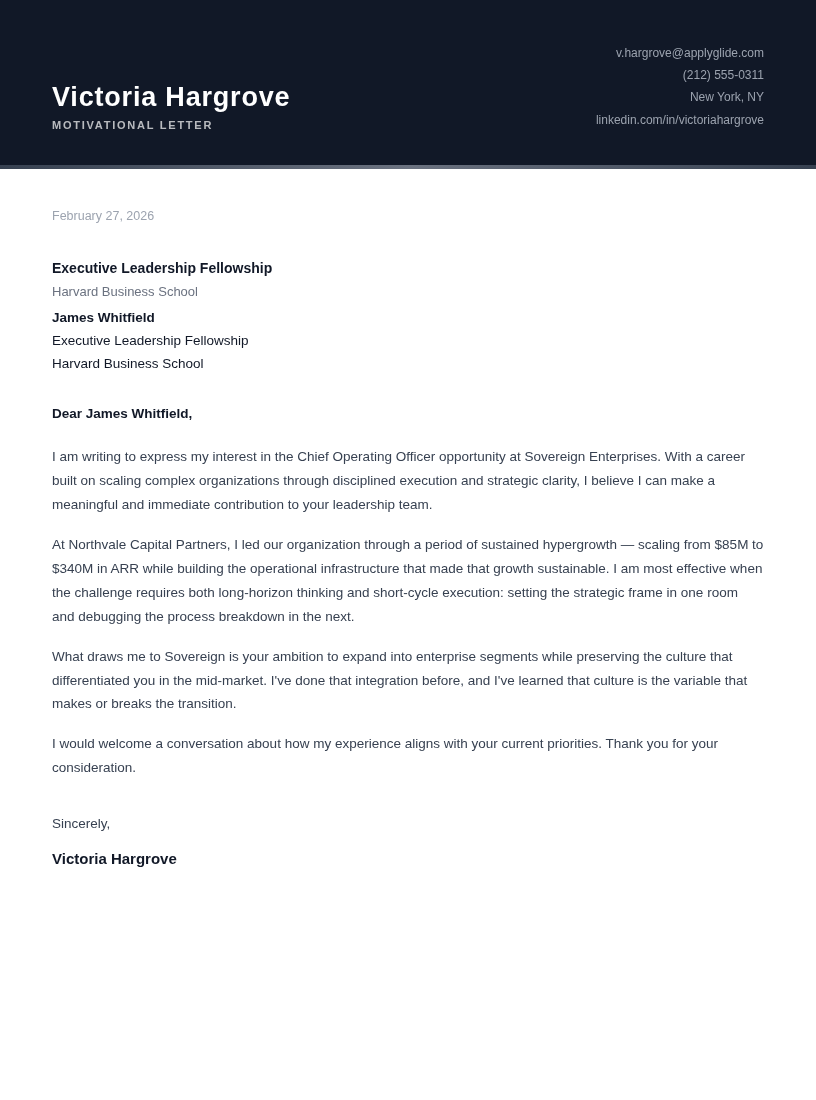 Palisade motivational letter