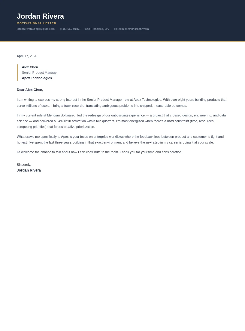 Sovereign Motivation motivational letter for Digital Transformation Consultant