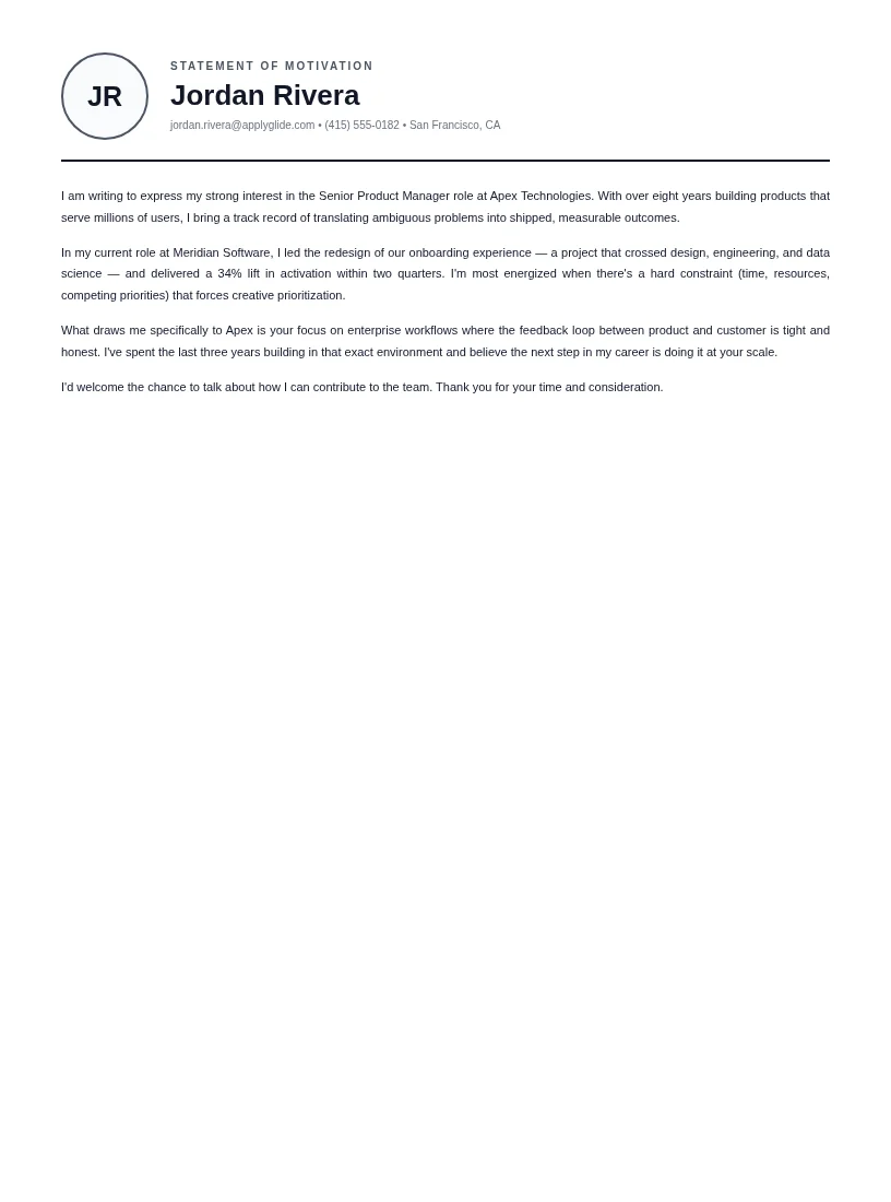 Vesper Motivation resume template preview