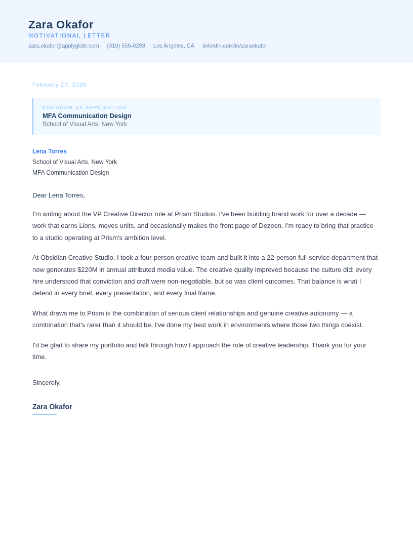 Wyeth motivational letter