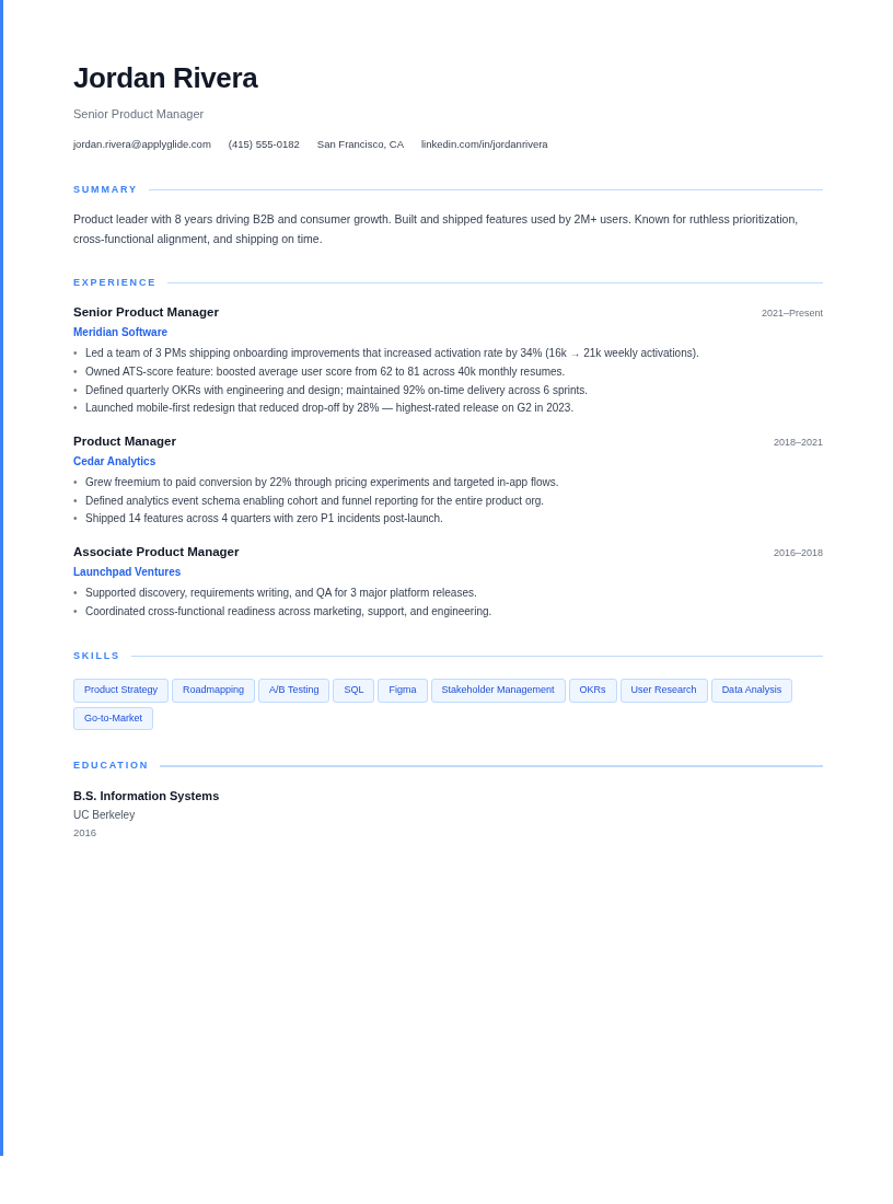 Beacon resume template preview