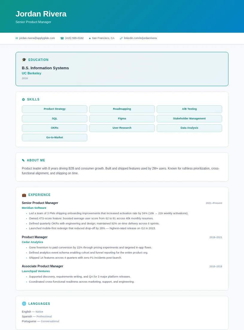 Catalyst resume for Digital Transformation Consultant