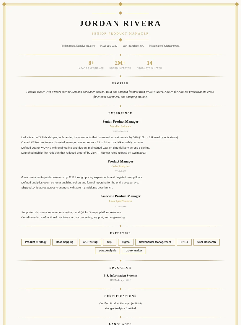 Deco resume for Digital Transformation Consultant