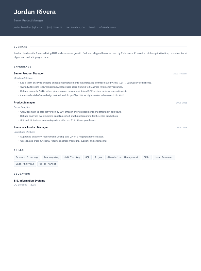 Gable resume template preview