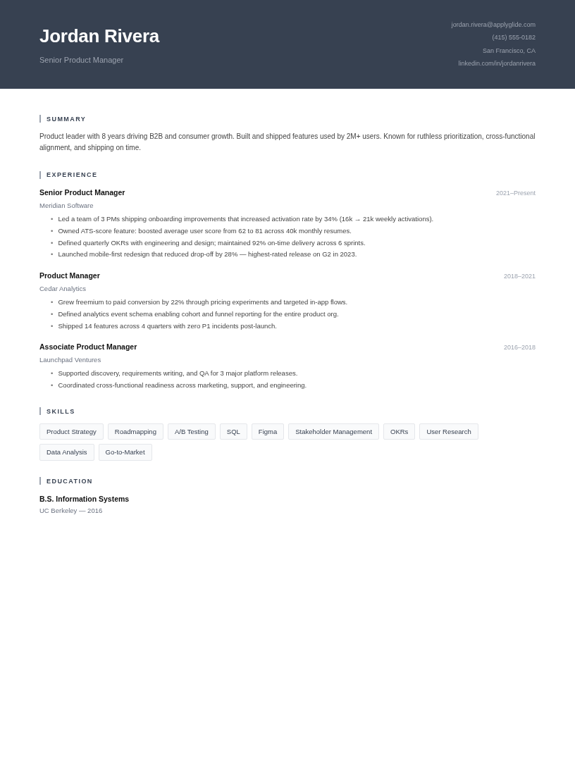 Granite resume template preview
