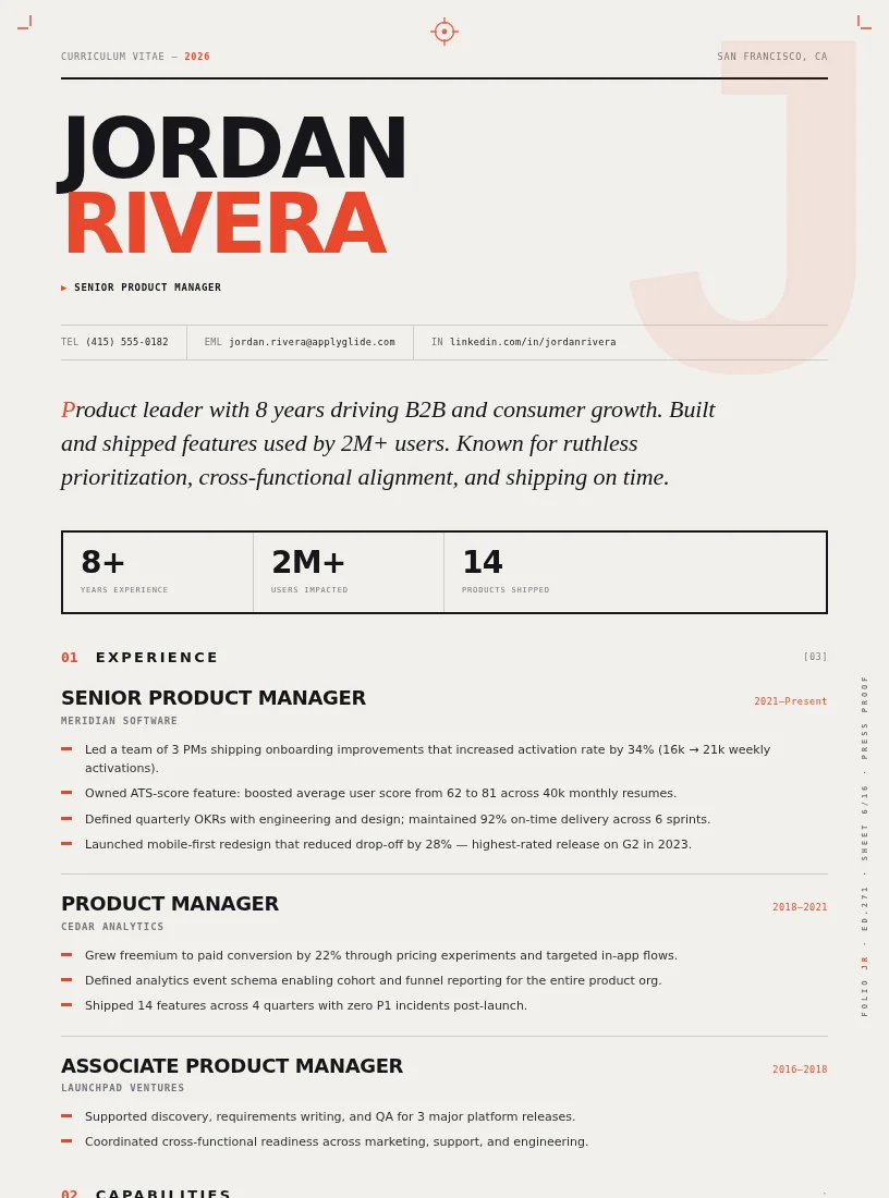 Monolith resume for Payroll Specialist