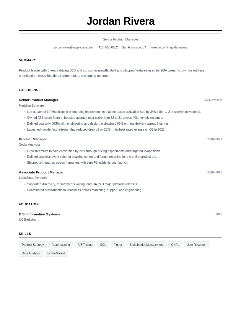 Monroe resume template preview