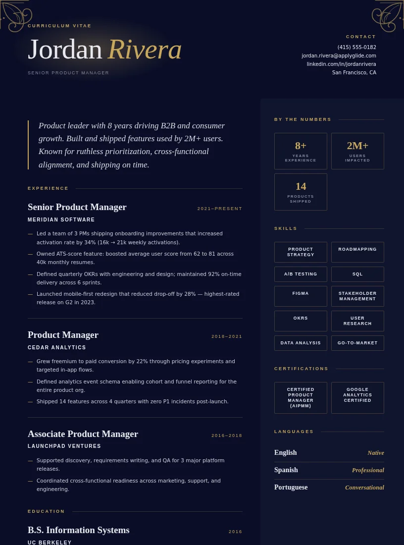 Market Research Analyst resume — Prestige