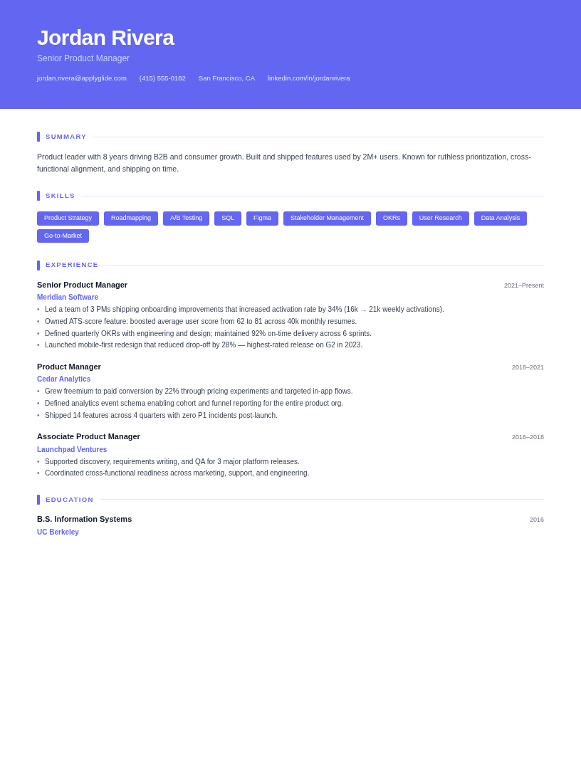 Prism resume template preview