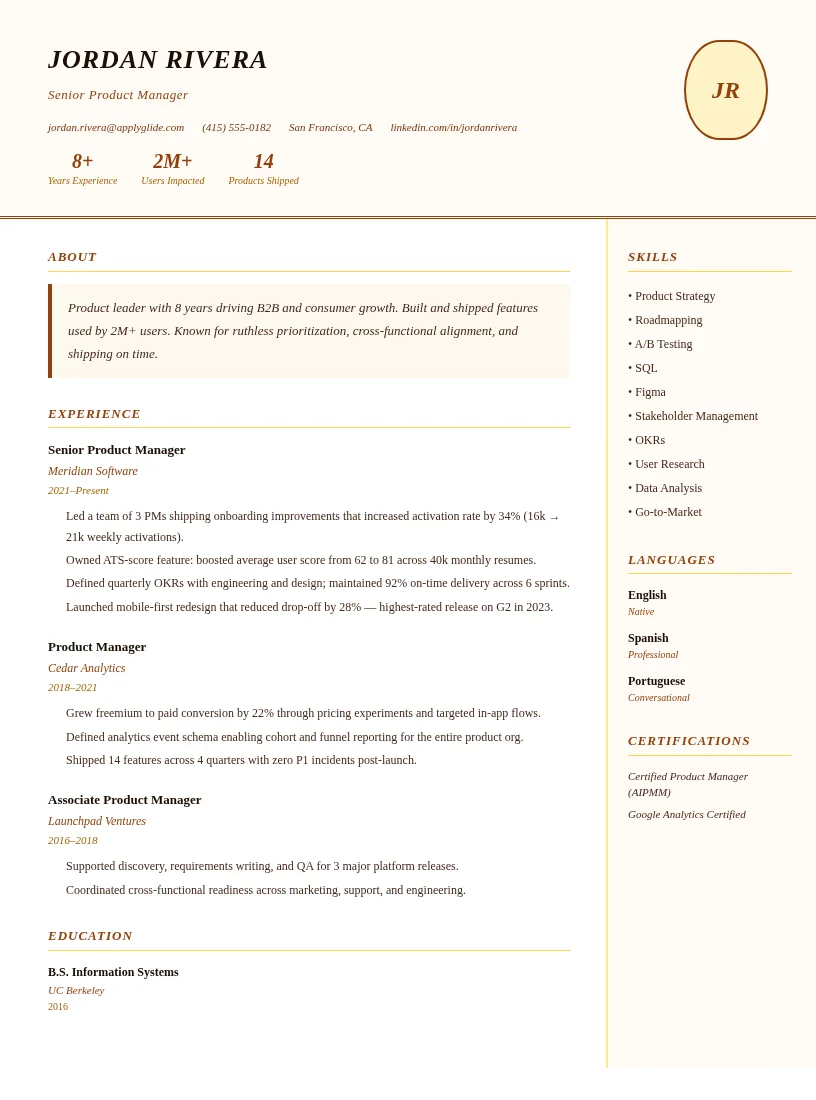 Quill resume for Partnership Sales Manager