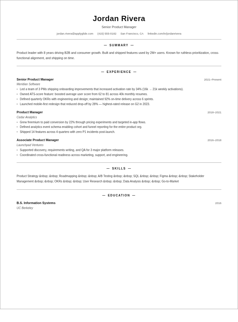 Revere resume template preview