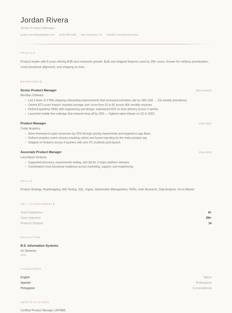 Sakura resume for Digital Transformation Consultant